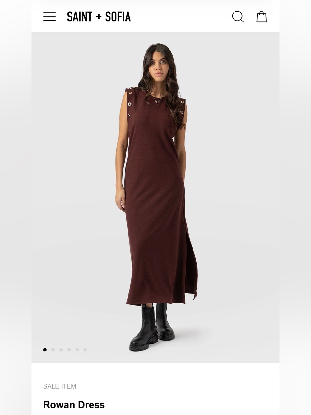 Saint + Sophia Sleeveless Grommet Maxi Dress in Maroon NWT